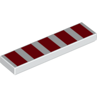 Tile 1 × 4 with Red Squares, Warning print Weiß