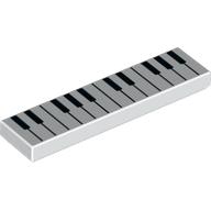 Tile 1 × 4 with Piano Keyboard Print White