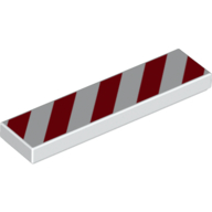 Tile 1 × 4 with Red and White Danger Stripes Red Print White