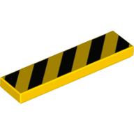 Tile 1 × 4 with Black Diagonal Stripes Print Yellow