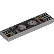 Tile 1 × 4 with Buttons, Lever, and Gauges Print in Light Bluish Gray