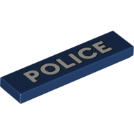 Tile 1 × 4 with White 'POLICE' Print Dunkelblau