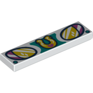 Tile 1 × 4 with Headlights, Horse Shoe print White