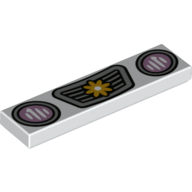 Tile 1 × 4 with Headlights, Grille, and Flowers Print White