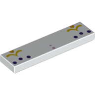 Tile 1 × 4 with Gold Decorations, Dark Purple Dots print White