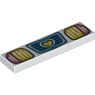 Tile 1 × 4 with Headlight, Medium Azure Grill, Yellow Heart print Weiß