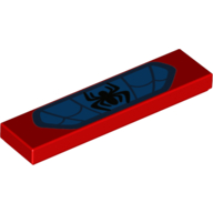 Tile 1 × 4 with Black Spider and Webbing on Blue Background Print Rot