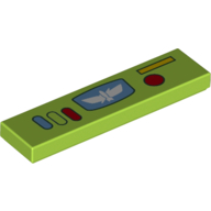 Tile 1 × 4 with White Wings Symbol, Blue/Lime/Red Buttons print Lime