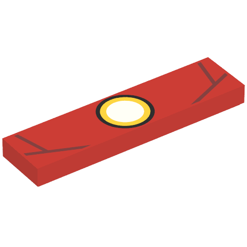 Tile 1 × 4 with Iron Man Arc Reactor Print Rot