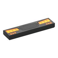 Tile 1 × 4 with Silver Grill, Yellow Headlights print Schwarz