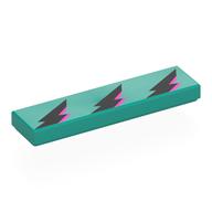 Tile 1 × 4 with Black/Lavender Lightning Bolts print Dark Turquoise