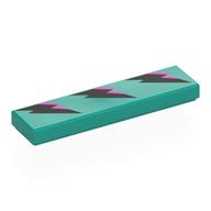 Tile 1 × 4 with Black/Lavender Lightning Bolts print Dark Turquoise