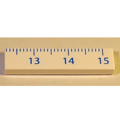 Tile 1 × 4 with Ruler CM 13 - 15 Pattern Weiß