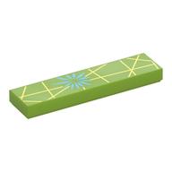 Tile 1 × 4 with Dark Turquoise Flower, Yellowish Yellow Stripes print Limette