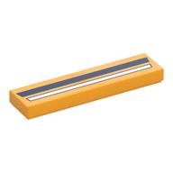 Tile 1 × 4 with White and Dark Blue Stripes print Leuchtendes Hellorange