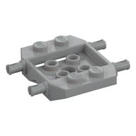 Vehicle Base 4 × 4 × 2/3 with Wheel Clip Pins, Wedge, 2 × 2 Recessed Center with Hole