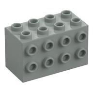 Stein speziell 2 × 4 × 2 mit Noppen seitlich Hellgrau