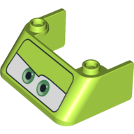Windscreen 3 × 4 × 1 1/3 with 2 Studs on Top with Green Eyes on White Background Print (Acer) Limette