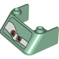 Windscreen 3 × 4 × 1 1/3 with 2 Studs on Top with Brown Eyes on White Background Print (Petrov Trunkov) Sand Green