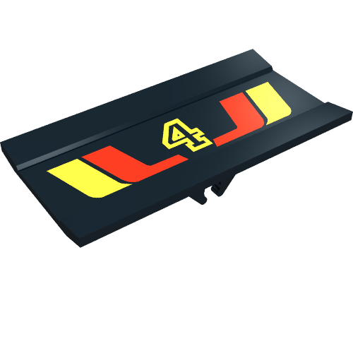 Hinge Panel 6 × 3 with Yellow '4', Red/Yellow Stripes Patt. Black