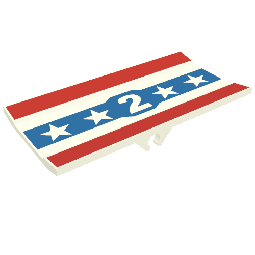 Hinge Panel 6 × 3 with '2', Red & Blue Stripes with Stars Print White