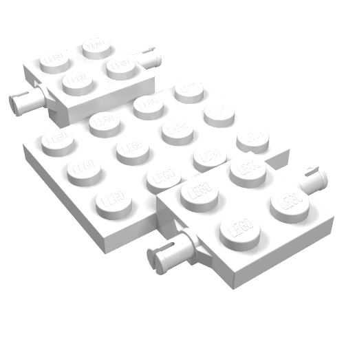 Vehicle Base 4 × 7 × 2/3 with 3 × 4 Recessed, Wheel Pins White