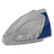 Technic Panel Round Corner 5 × 3 × 2 Right with Blue/Dark Bluish Grey Headlight print Transparent