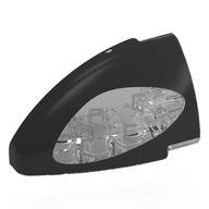 Technic Panel Round Corner 5 × 3 × 2 Right with Black Headlight print Transparent
