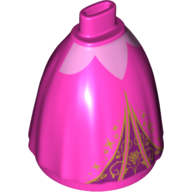 Minidoll Skirt Full, No Hips or Feet with Dark Purple Under Dress, Gold Decorations, Pink Top Dark Pink