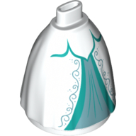 Minidoll Skirt Full, No Hips or Feet with Dark Turquoise Underdress and Trim print White