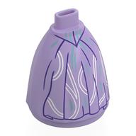 Minidoll Skirt Full, No Hips or Feet with Dark Purple Trim, White/Sand Blue Decorations print Lavender