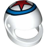 Helmet, Standard with Red Star In Blue Circle Print White