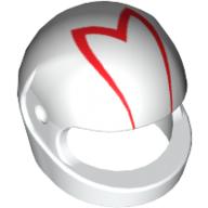 Helmet, Standard with Red 'M' Print White