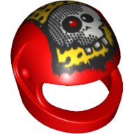 Helmet, Standard with Red Eyed Skull Print Rot