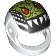 Helmet, Standard with Lime Lizard Head Print [Nitro Nick] White