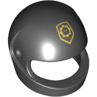 Helmet, Standard with Yellow Badge with Minifig Head Print Schwarz