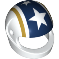 Helmet, Standard with Gold and Dark Blue Stripes with Large Stars Print White
