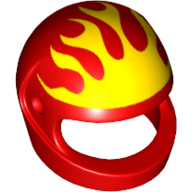 Helmet, Standard with Yellow Flames Print Red