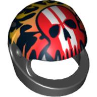 Helmet, Standard with Flames and Red Skull with White Stripes Print Schwarz