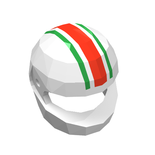 Helmet, Standard with 1 Red and 2 Green Stripes Print Weiß