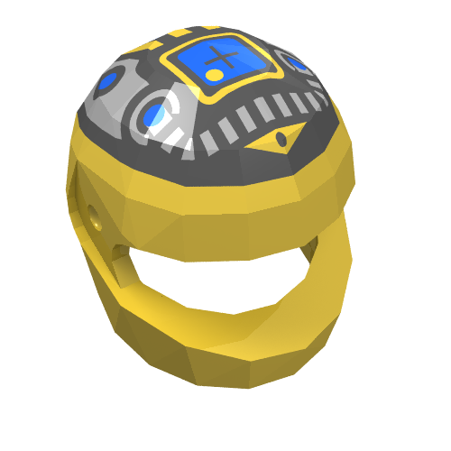 Helmet, Standard with Silver and Blue Machinery Print Yellow