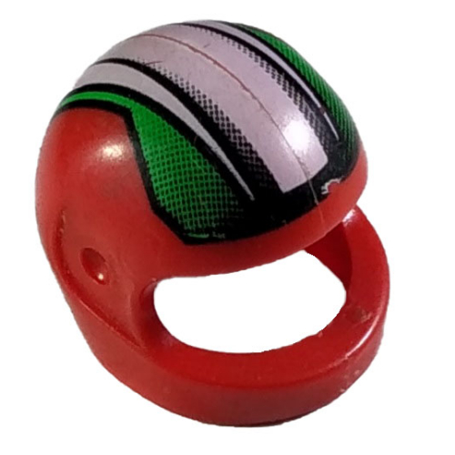 Helmet, Standard with Black, Green and White Stripes Print Rot