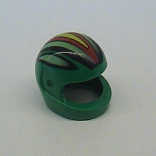 Helmet, Standard with Racing Stripes, Black/Lime/Red/Yellow Print Green