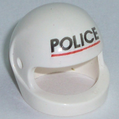 Helmet, Standard with 'POLICE' and Red Line Print White