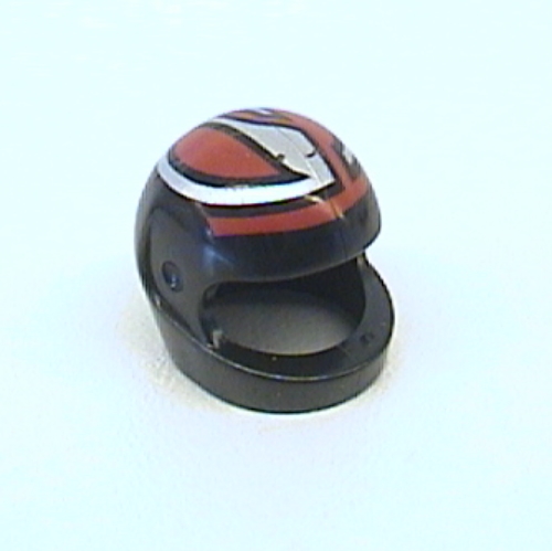 Helmet, Standard with Interlocking Silver and Red Print Schwarz