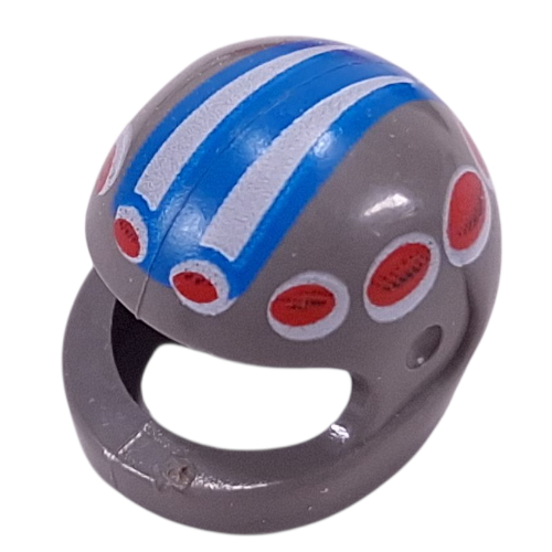 Helmet, Standard with Red/White Circles and Blue/White Striped Print Dark Gray