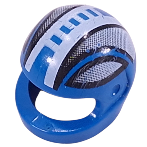 Helmet, Standard with Black Stripes and White Center Ladder Print [8358] Blau