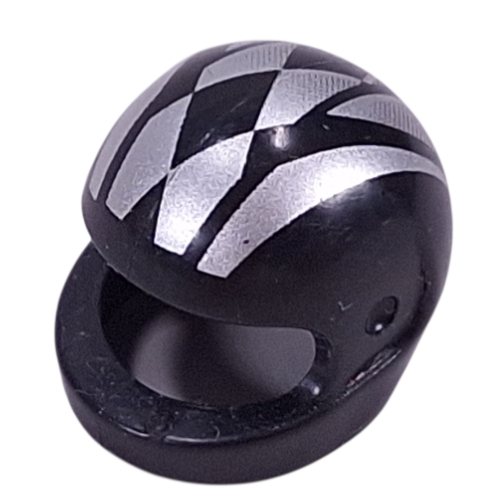 Helmet, Standard with Silver Stripes and Harlequin Diamond Print Black
