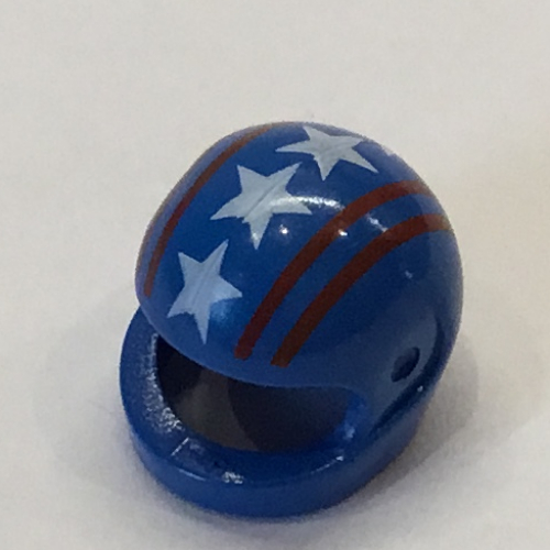 Helmet, Standard with Red Lines and White Stars Print Blue