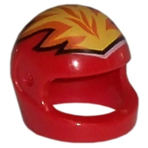 Helmet, Standard with Flames Yellow and Orange Print Rot